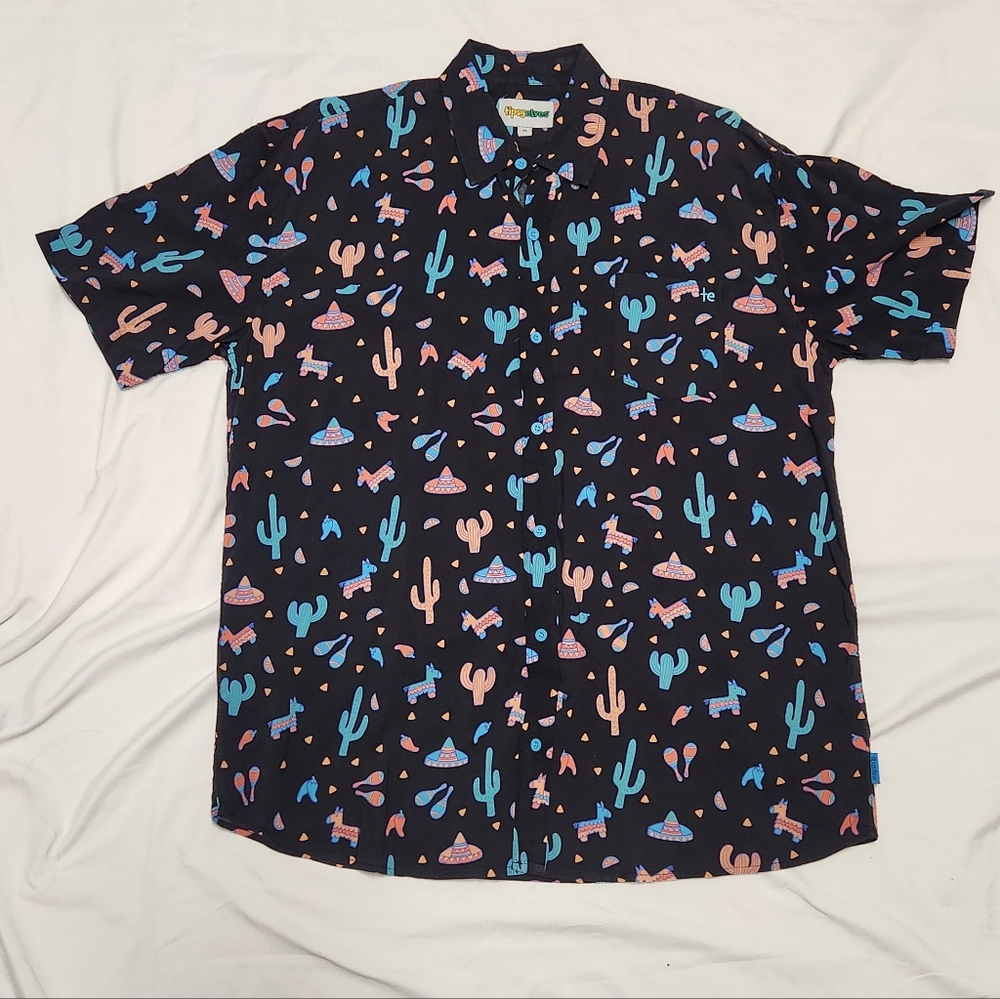 Tipsy Elves Midnight Fiesta Men's Hawaiian Short Sleeve Shirt Size XXL
